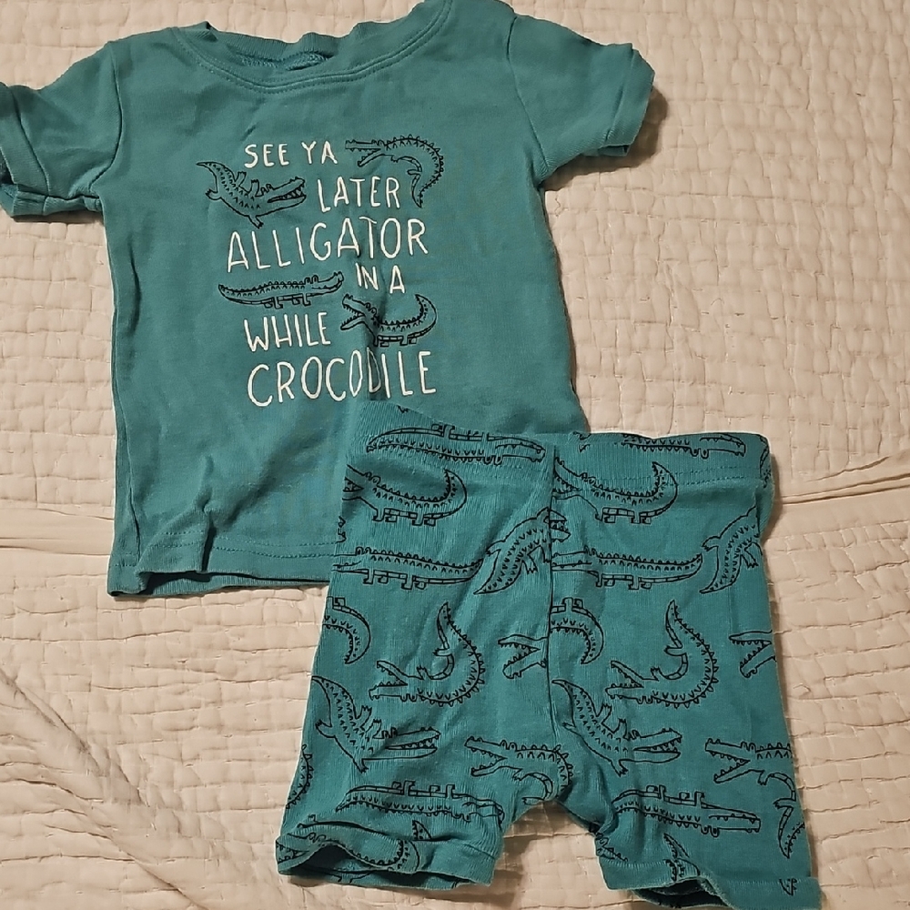 Old Navy Kids Pajama Set - Teal Alligator Print